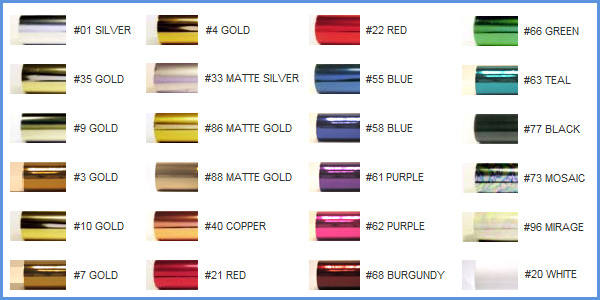 Samples of Foil Colors
